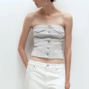 Zara Button Front Corset Tube Top